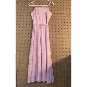 Pink Maxi Lace Dress Cottagecore Creations By Aria Full Length Peasant Romantic